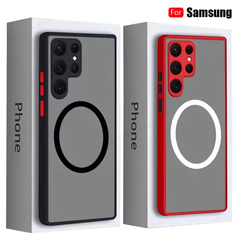 Phone Case For Samsung S25 Wireless Charging Cover On Galaxy S24 S23 S22 S21 S20 FE Plus Ultra A56 A55
