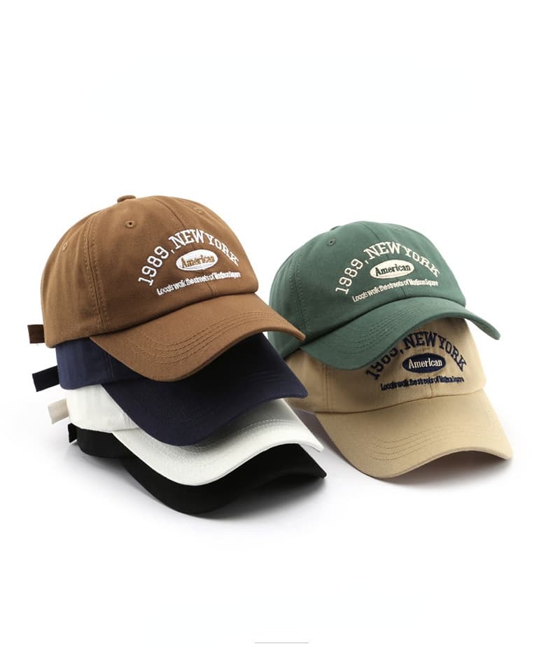 Unisex Embroidered Letters Baseball Caps Adjustable Casual 1989 New York American Cotton Sun Solid Visor Hats for Men