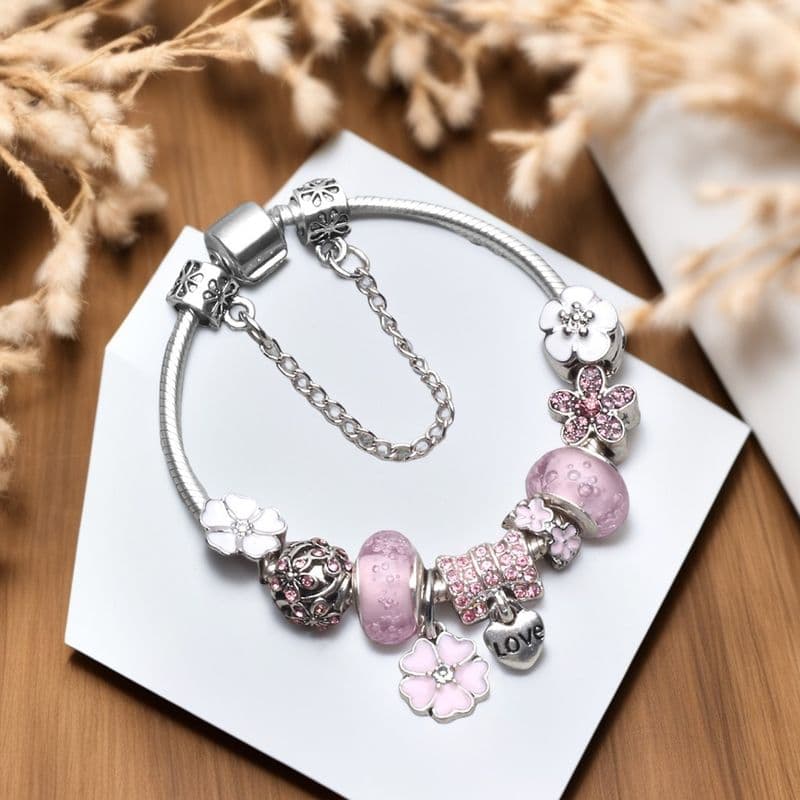 Panjia New Stainless Steel Bubble Big Hole Glazed Bead DIY Beaded Dora Women's Bracelet