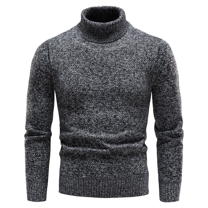 ​​Men's Fleece-Lined High Neck Sweater - Warm Winter Knit Pullover With Soft Inner Fleece, Casual Loose Fit For Comfort & Style​​