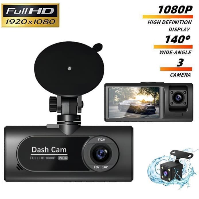 new V20 three-record driving recorder 1080p night vision three-lens WIFI recorder reversing visual