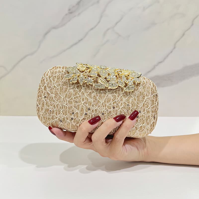 New Style Diamond-Studded Lace Evening Clutch Banquet Dress Cheongsam Handbag, Shoulder Bag, Crossbody Bag
