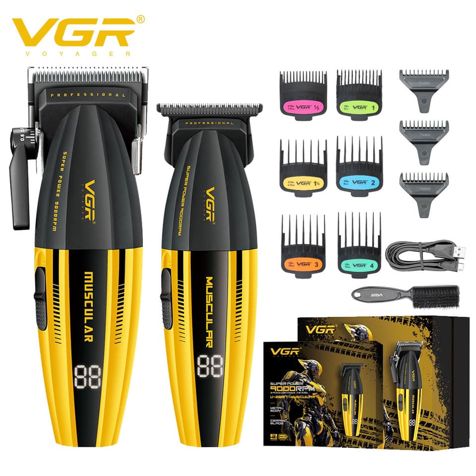 VGR Professional Electric Trimmer Adjustable Hair Cut Machine Metal Clippers And Trimmers Set V-285