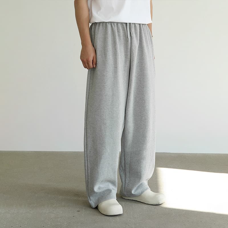 Men's Clothing Style Trendy Wide Leg Sweatpants Cotton Loose Gray Sports Pants Casual Trousers