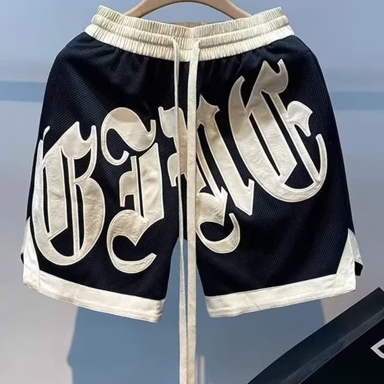 ​​Men's Hip-Hop Embroidered Shorts – Loose Fit Streetwear Casual Shorts With Letter Design (Black/Blue/Green, M-4xl)​​
