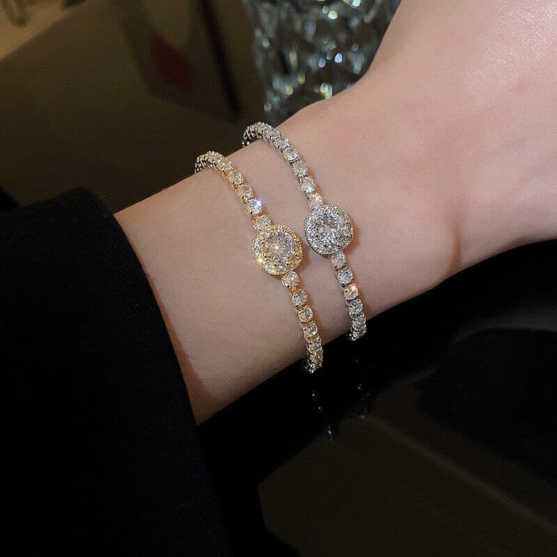 Longhe Hot-Selling New Fashion Rose Gold Heart Zircon Simple Alloy Inlaid Diamond Women's Bracelet