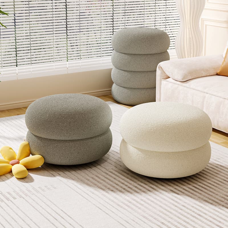 Cream Style Small Household Internet Famous Footstep Living Room Low Sofa, Lamb Velvet Seat Cushion, Shoe Changing