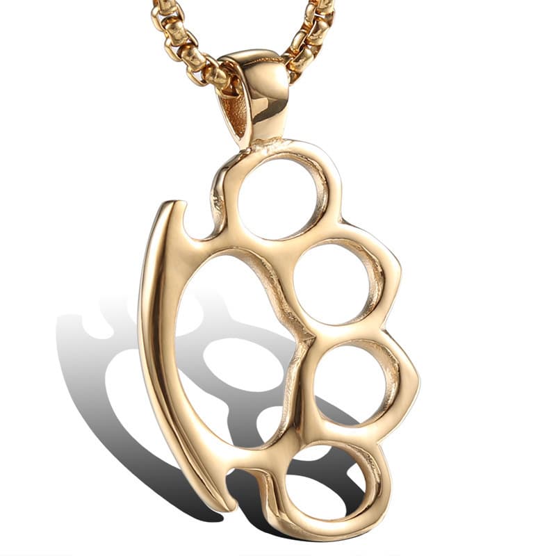 European And American Fashion Hip Hop Style Titanium Steel Knuckles Pendant Personality Trendy Men And Women Boxing Stainless Steel Chain Pendant