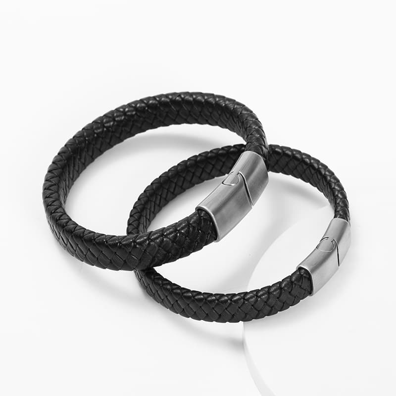 Men's Jewelry Fashion Leather Bracelet Stainless Steel Magnetic Buckle Leather Bracelet Braided Personalized Leather Bracelet
