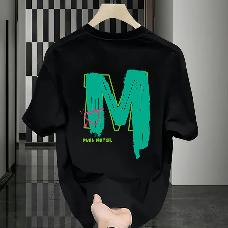 Men's Clothing High End Niche Round Neck Light Luxury T Shirt Short Sleeved Cotton T Shirt