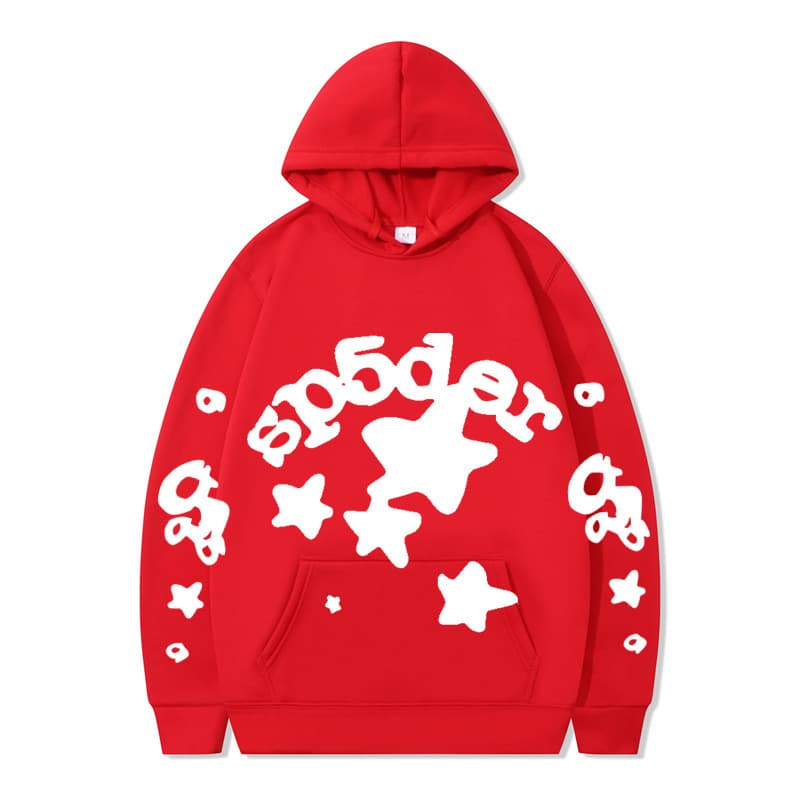 Sweat à capuche unisexe SP5DER imprimé toile d'araignée, marque tendance européenne et américaine, grandes tailles, coupe ample.
