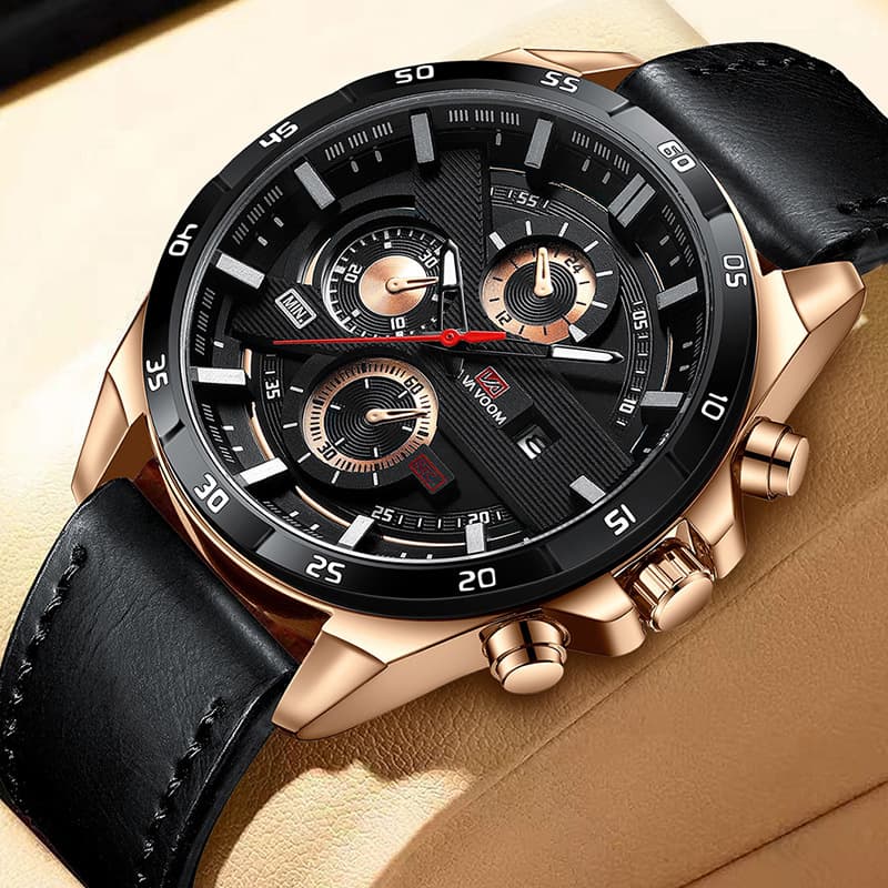 New light luxury men's business casual waterproof belt stainless steel band watch