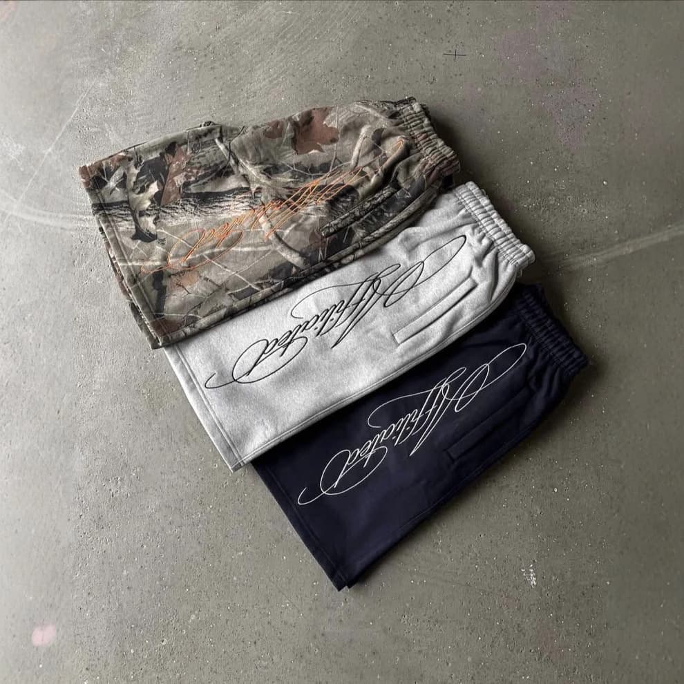 Men's American Retro Washed Casual Shorts Trendy Pattern Loose Street Style Straight Pants Cross Border Factory Direct Sales