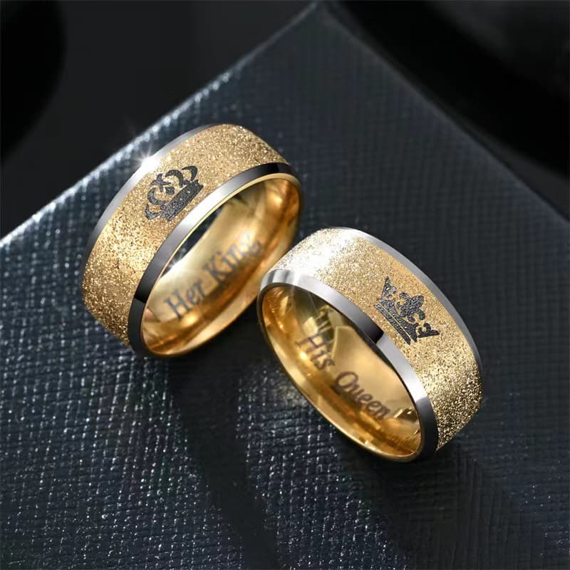 her King His Queen Titanium Steel Couple Rings Fashion Jewelry
