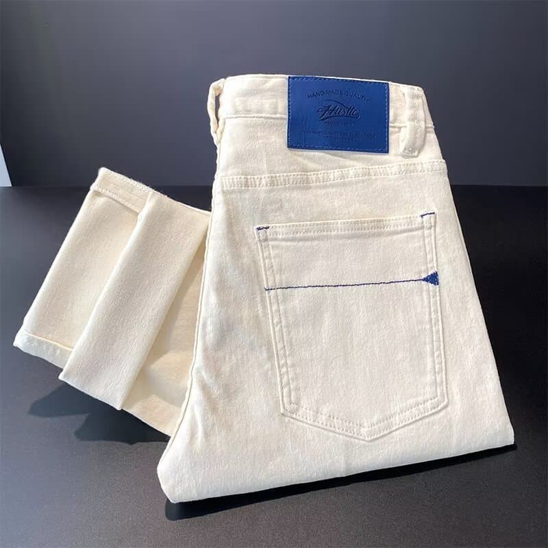 Men's Clothing High end for men, slim fitting, skinny feet, embroidery, elastic, versatile, youth, goods, spring and summer long pants