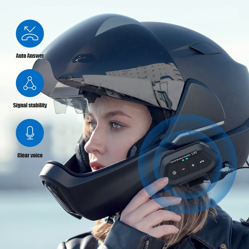 LX2 Motorcycle Full Half Waterproof Rider Wireless 5.3 Helmet Bluetooth Earphones