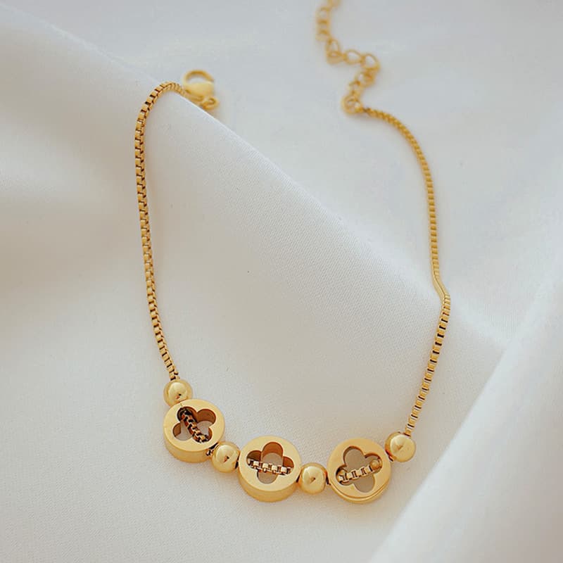 clover titanium steel anklet Simple 2023 fashion fadeless light luxury bare chain anklet jewelry