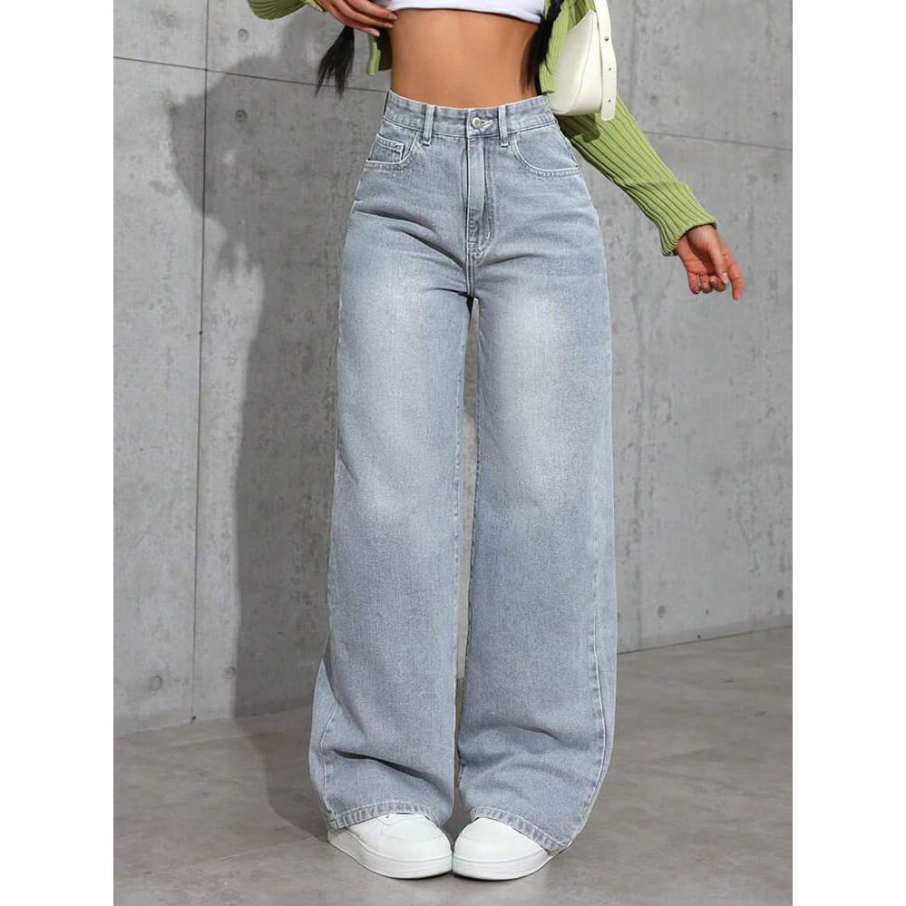 ​​Women's High-Waisted Straight Leg Jeans - Summer Casual Denim Pants (S-2XL, Blue/Slate Blue/Pink, Wrinkle-Resistant & Breathable Cotton)​​