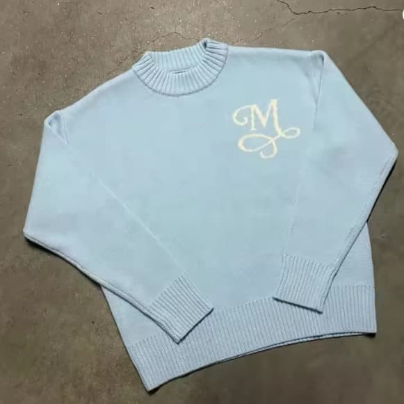 Unisex Round Neck Pullover Knit Sweater Trendy High Quality Letter Design Top For Men And Women