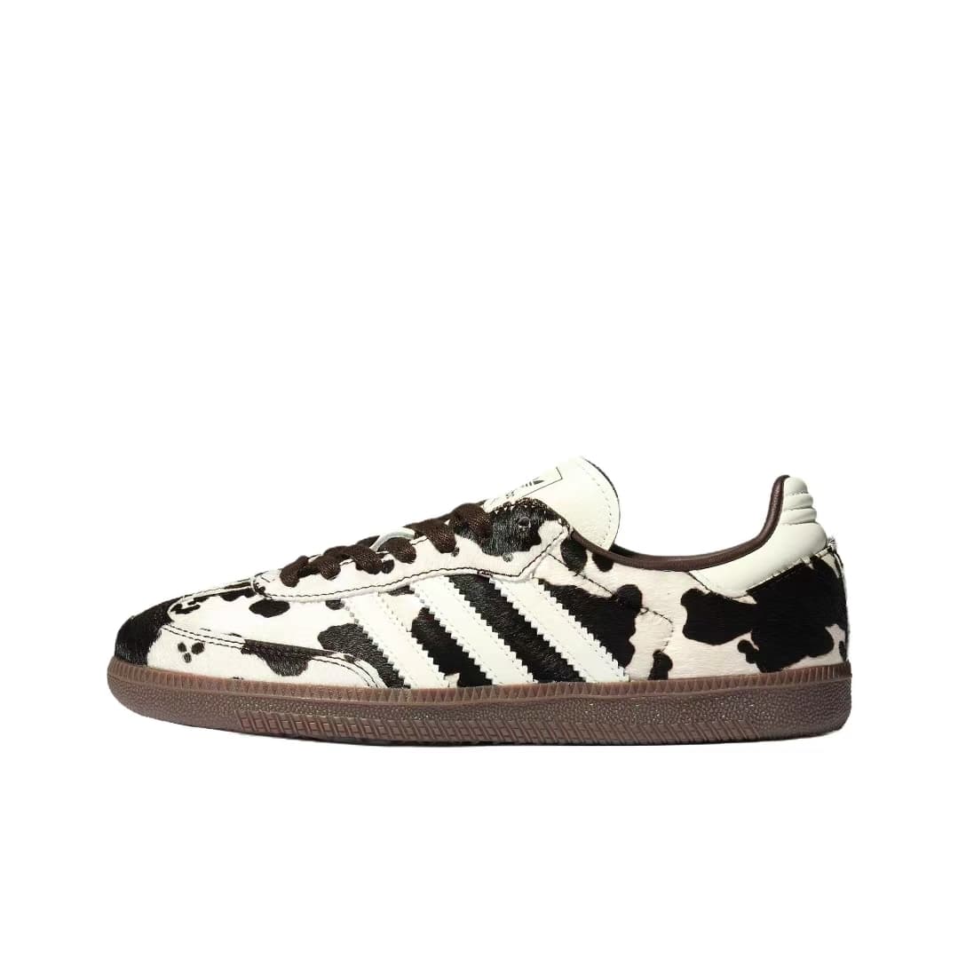 Baskets basses unisexes Adias Samba à imprimé vache, semelle en gomme rétro, chaussures souples et confortables pour un style urbain décontracté