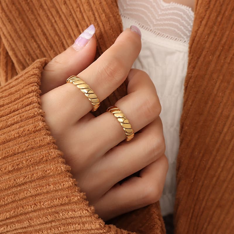 Marka Cold Style Does Not Fade Niche Design Ins Geometric Plain Ring Rotatable Ring A303