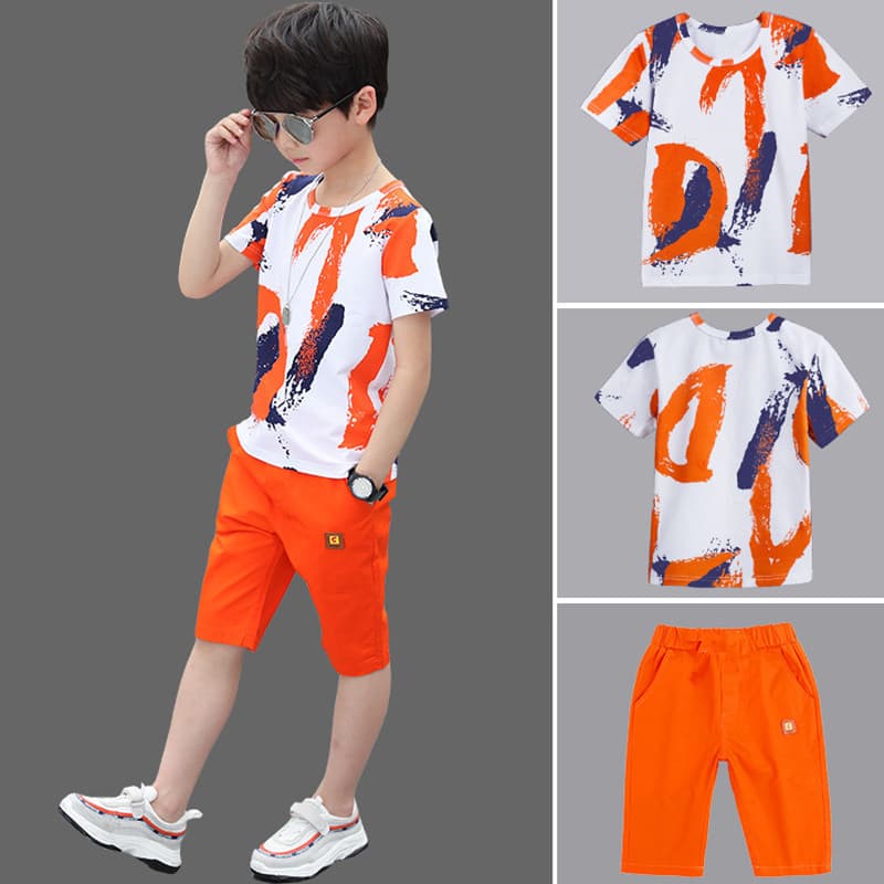 Summer Outfit For Boys Stylish Short Sleeved Shirt Medium And Large Children's Clothing 3-7 Years