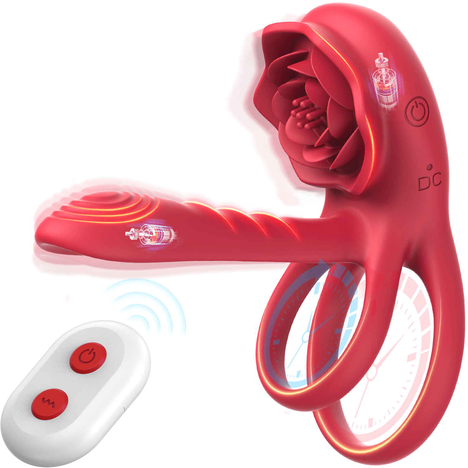 Powerful Rose Vibrating Ring Vibrator Penis Sleeve Sucking Stimulator G-spot Erection Ring Clitoral Couples Adult Sex Toy