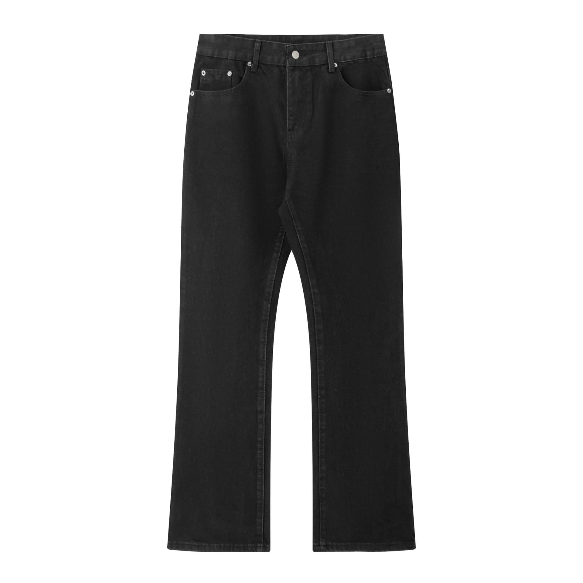 Men's Clothing Bajia Black Washed Retro Distressed Bootcut Scimitar Slim Flared All Match Denim Pants