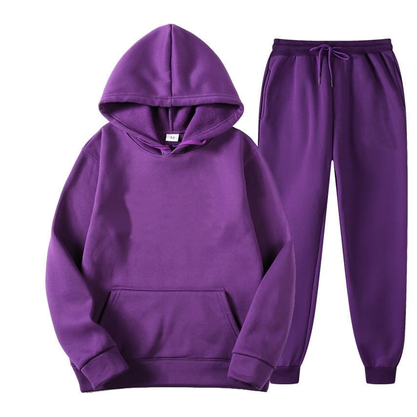 Men's & Women's Solid Color Hoodie Sweatshirt & Jogger Pants Set - Cozy Fleece Pullover With Ribbed Hem, Streetwear Casual Outfit, Unisex Loungewear