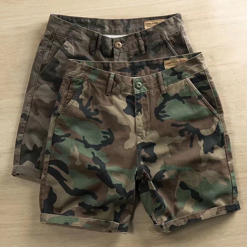 Camouflage floral summer shorts for men's khaki American casual slim fit capris trendy loose fitting workwear pants