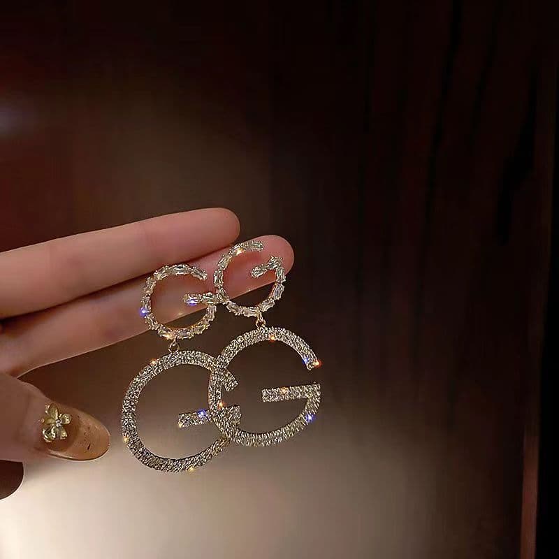 Women's earrings new trendy European and American style high-end earrings letter G temperament exaggerated earrings for women