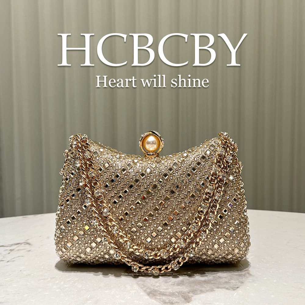 Gold Glitter Luxury Rhinestone Decoration Evening Bag Women's Stylish And Elegant High End Clutch Bag