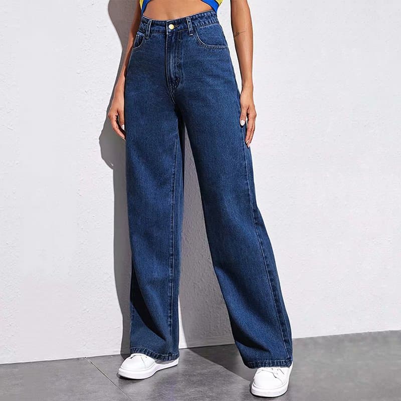 Women's Clothing High Waist Wide Leg Jeans For Summer Slim Floor Length Straight Versatile Retro Style Drape