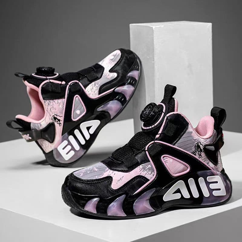 Kids' Shoes Rotating Button Girls Shoes Autumn New Children's Basketball Shoes Sports Middle And Large Children Boys Shoes Trendy