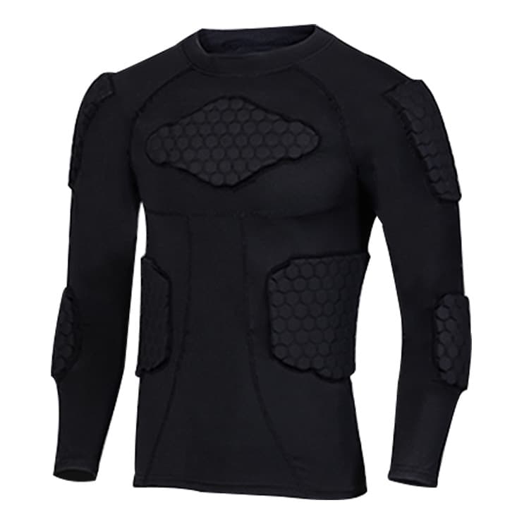 Honeycomb Impact Protection Long Sleeve Sports Armor - Breathable Football Basketball Goalkeeper & Snowboard Protective Gear For Adults (Black)