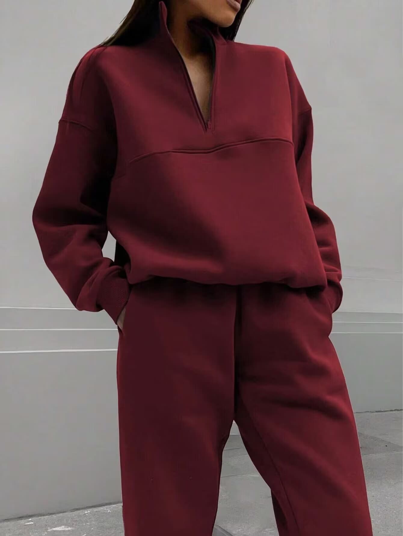 ​​Women's Thickened Hoodie & Jogger Set - Casual Long-Sleeve Lounge Wear, Versatile Two-Piece Outfit For Spring & Fall​​