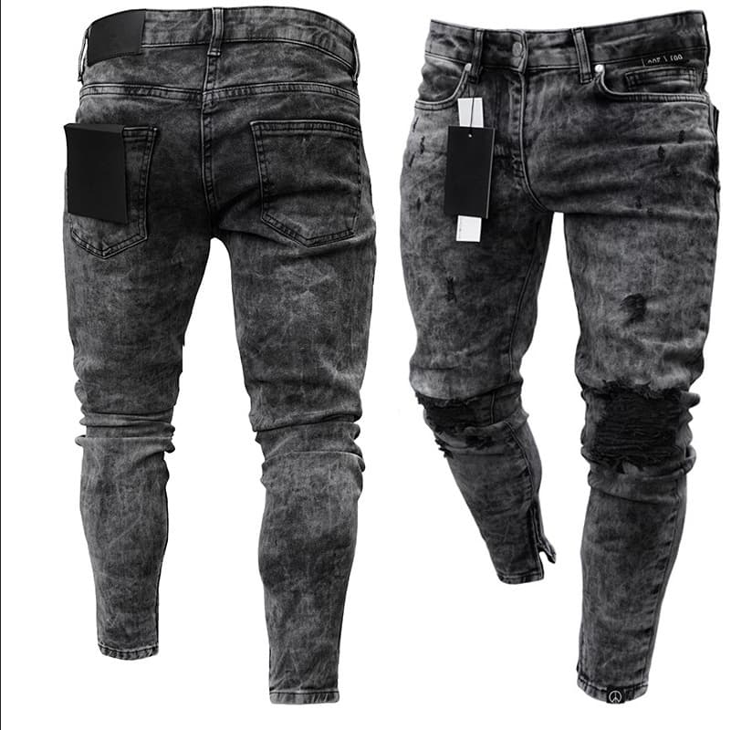 Men's Skinny Jeans Snowflake Casual Zipper Skinny Pants