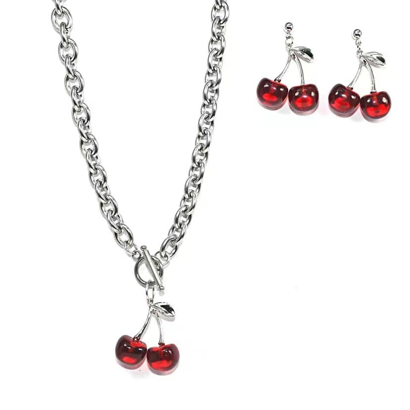 Jewelry & Accessories 3 Pieces/set Fashion Cherry Pendant Necklace