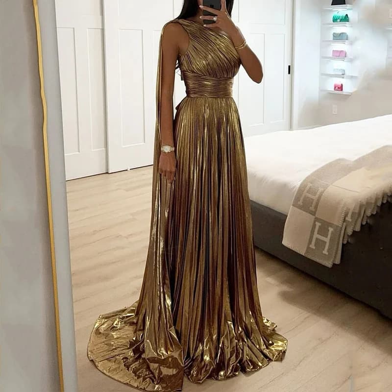Women's Sexy Big Swing Dress European And American Style Cross Border Hot Selling Oblique Collar Waist Design Hot Girl Fashion