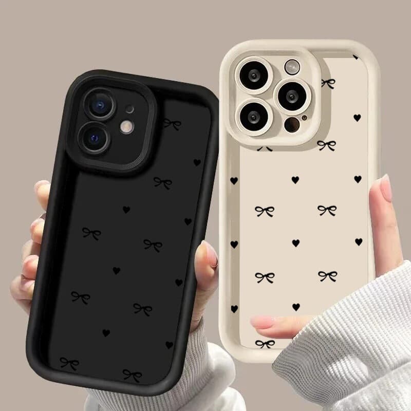 Phone Case For Samsung Galaxy A55 A15 5G A54 A14 A35 A34 A23 A24 A53 A32 S24 S20 FE S25 S23 Ultra S22 Plus Black Bow TPU Cover