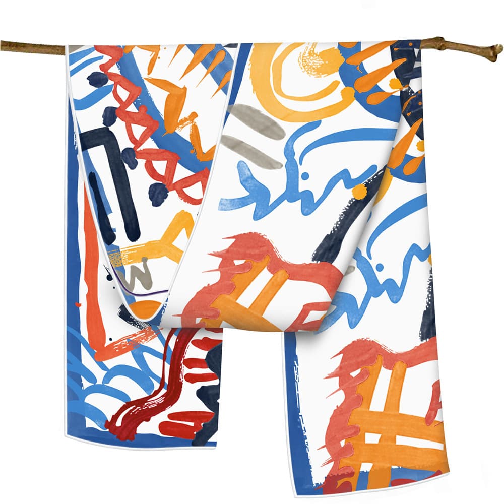 VOOTHOST 150cm*40cm Twill Silk Scarf Women Poncho Hand Rolled Graffiti Horse Printed Long Scarves Wraps Bandana Big Shawl Hijabs Female Foulards VB187