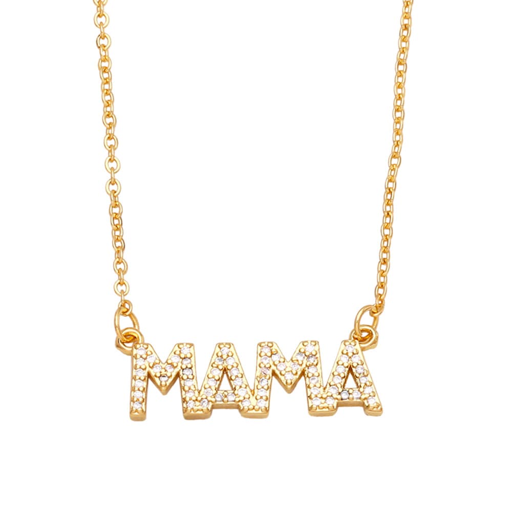 Colored diamond letter MAMA necklace clavicle chain fashionable simple pendant Mother's Day gift