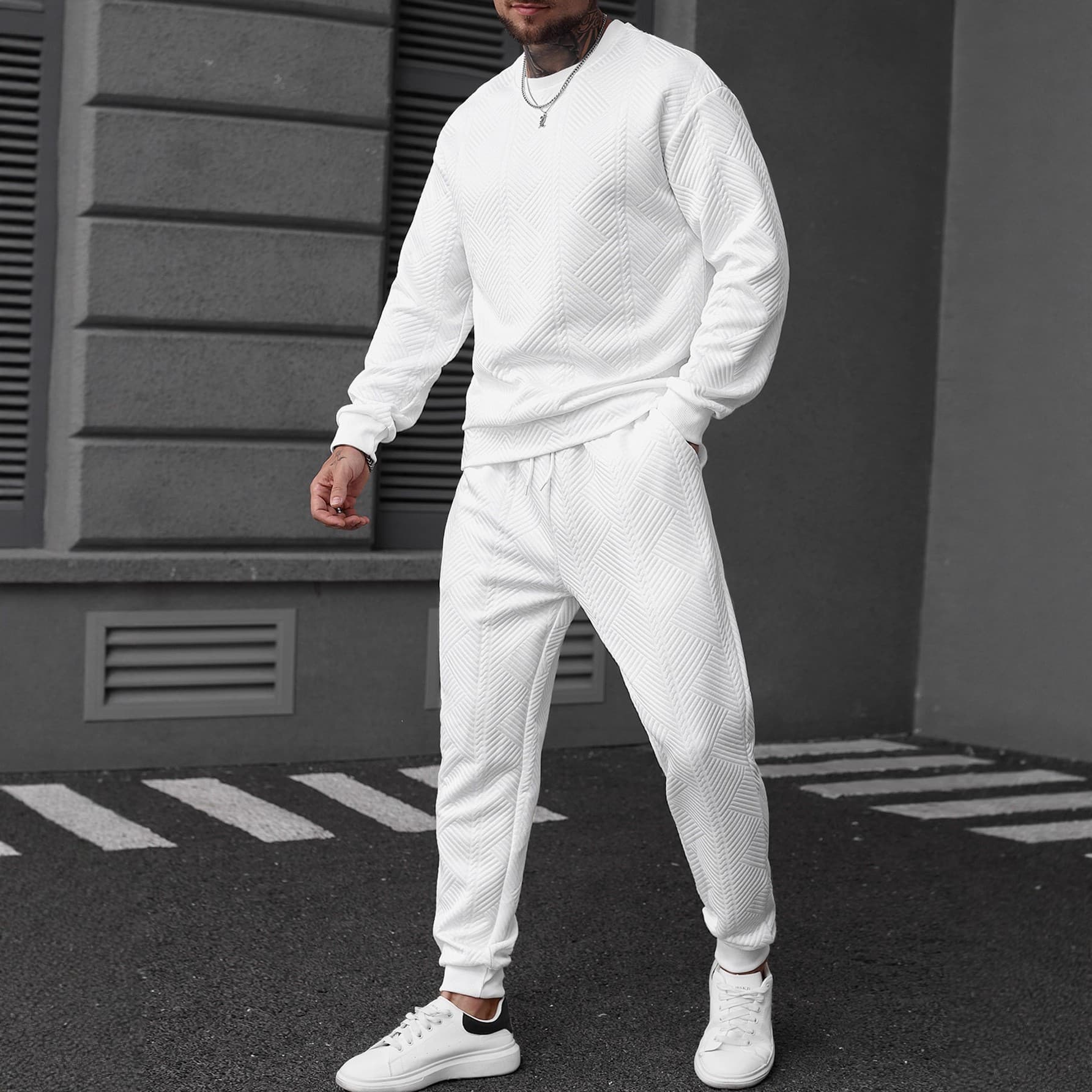 ​​"Men's Casual Hoodie & Jogger Set – Long Sleeve, Soft Fleece, Streetwear Style, Fall & Winter Comfort, Trendy Two-Piece Outfit"​​