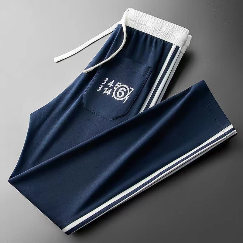 Men's Clothing spring and summer digital embroidery sports pants fashionable contrast color stitching men's straight sweatpants casual pants men