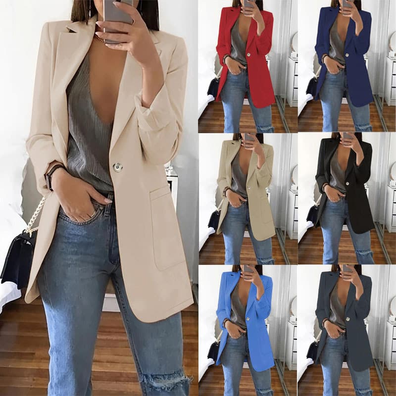 Women's Clothing New Solid Color Fashion Casual Suit Collar Slim Cardigan Temperament Single Button Suit Jacket For Women