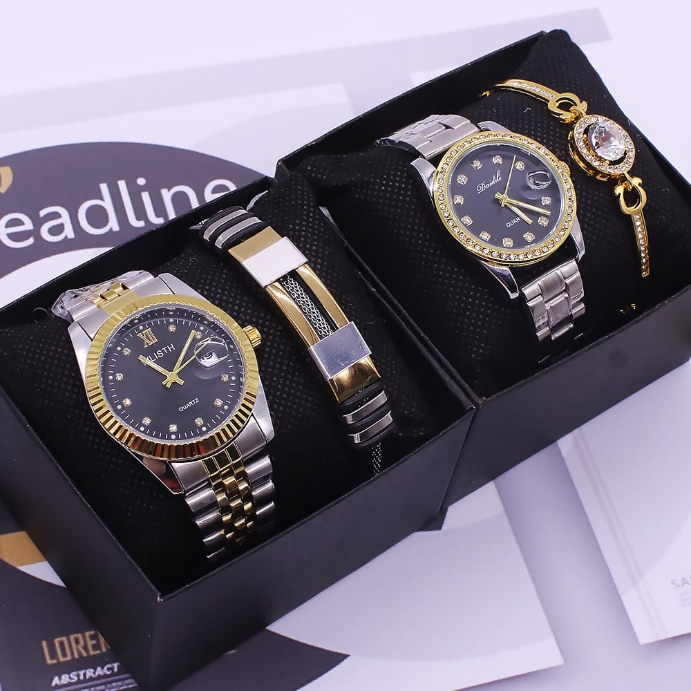 Couples Wrist Watch Set Couples Watch Men's And Women's Watch Bracelet Waterproof Quartz Watch