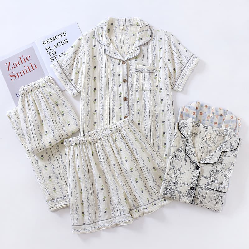 Women’S Clothing Double Layer Pure Cotton Gauze Thin Short Sleeved Trousers Shorts Pure Cotton Crepe Home Clothes