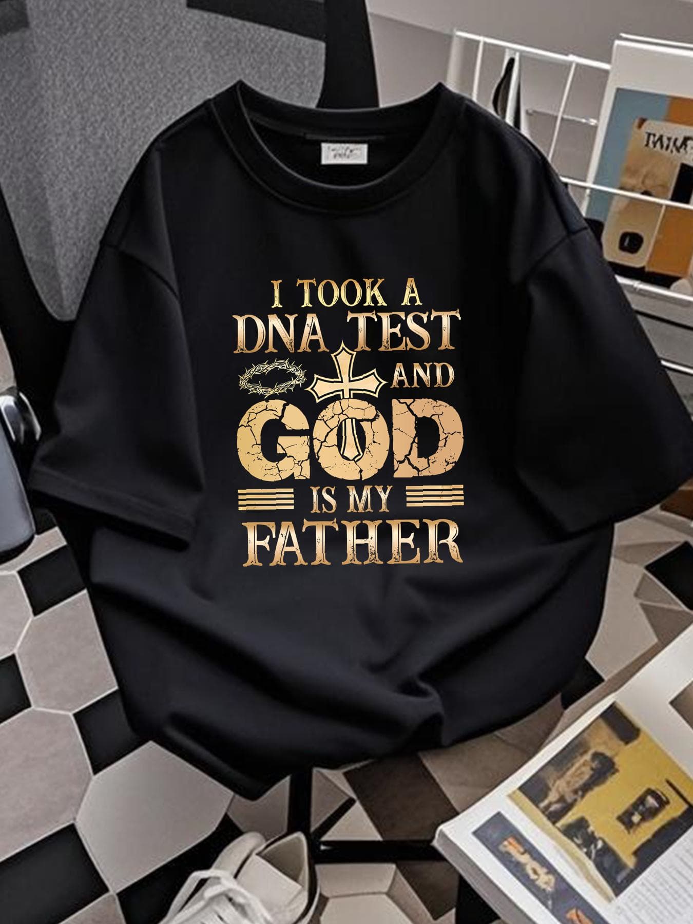 Jesus DNA Test God Is My Father T-Shirt Christian Faith Gospel Pray Religion Tee Stylish Graphic Slightly Versatile Homme Casual Unisex