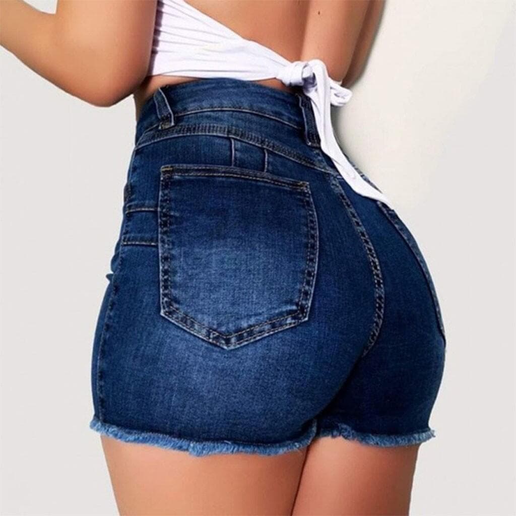 Women's Clothing Stretch Slim Fit Torn Tassel Denim Shorts For Women