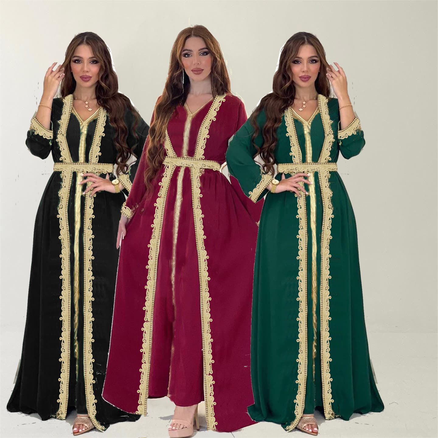 Women's Clothing Long Sleeved Two Piece Arab Dubai Robe